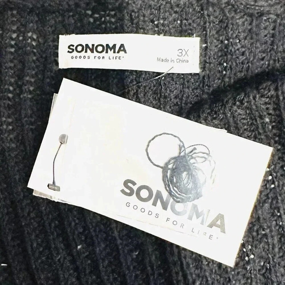 NWT SONOMA Women Long Sleeve Open Front Knit Black Long Cardigan Sweater Size 3X - Picture 11 of 14